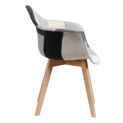 2 stuks/set Scandinavische moderne eetkamerstoelen Patchwork stof fauteuils Luxe stoel Vrijetijdscomputerkruk Woonkamermeubilair Design