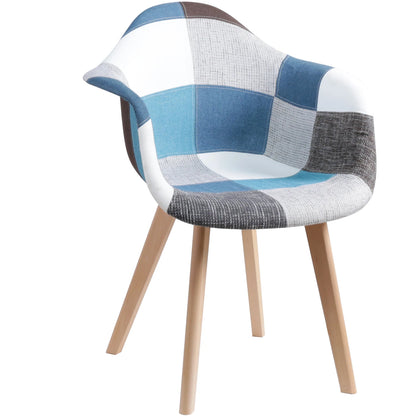 2 stuks/set Scandinavische moderne eetkamerstoelen Patchwork stof fauteuils Luxe stoel Vrijetijdscomputerkruk Woonkamermeubilair Design