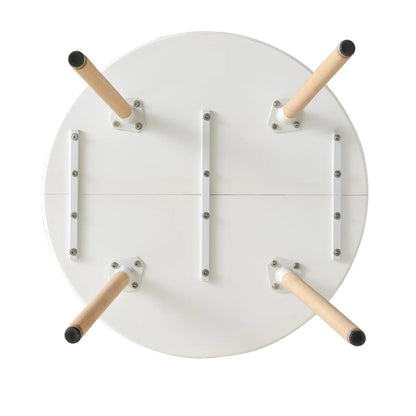 Eettafel Moderne Ronde Nordic Scandinavische Tafelblad MDF met Massief Beuken Poten voor Woonkamer, Eetkamer, 80x80x75cm, Wit