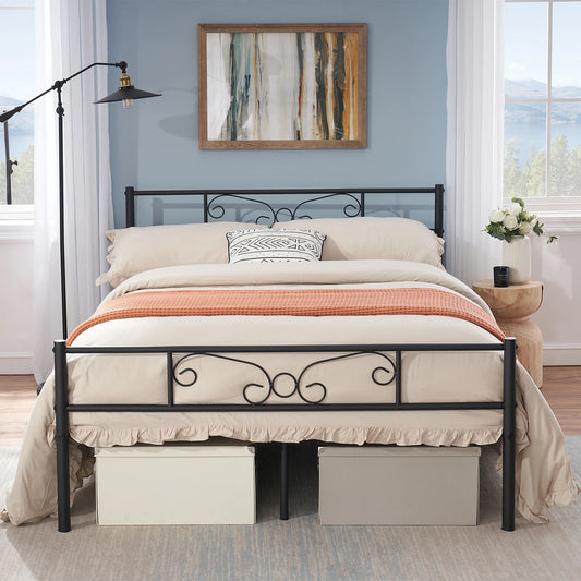 EGOONM Metalen Bed Bedframe Gastenbedden met eenpersoons-/tweepersoonsbed, Jeugd Bed Bedframes voor Slaapkamers, Zwart (90x190 / 140 x 190 cm)