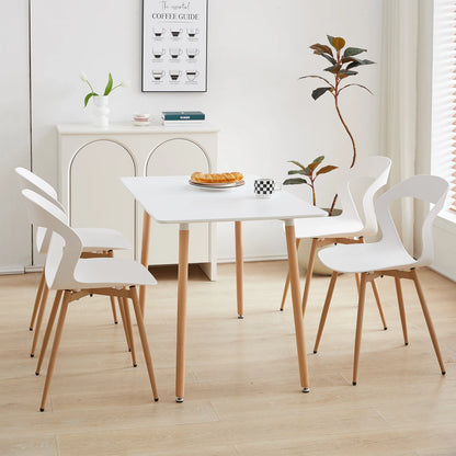 6 stuks/set holle eetkamerstoelen, modern en eenvoudig, huishoudelijke kruk met rugleuning, Scandinavische onderhandelingsstoel, plastic stoel, cosmetische stoel, wit.