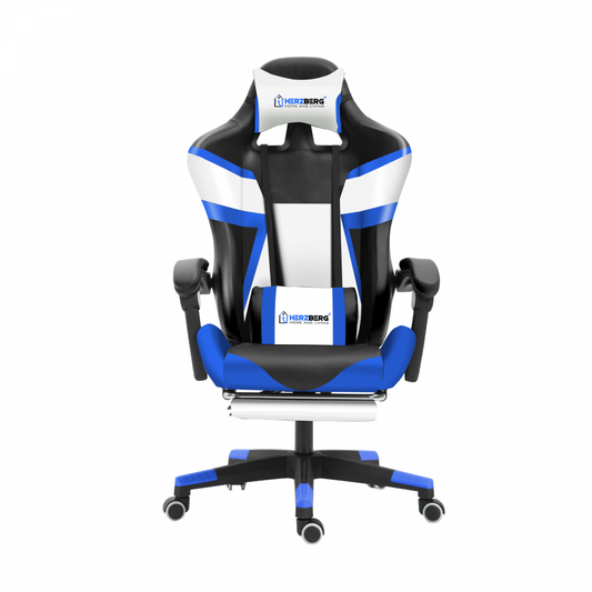 Herzberg HG-8082: Driekleurige Gaming- En Bureaustoel Met T-vormig Accent Blauw