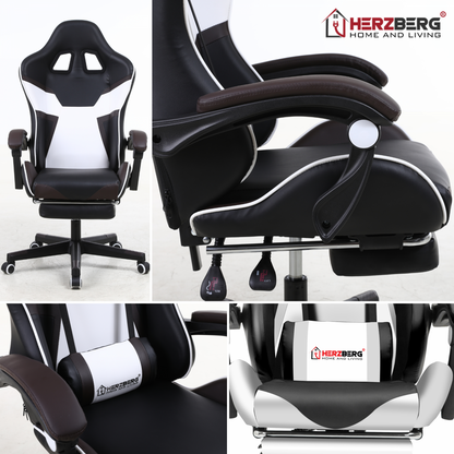 Herzberg HG-8082: driekleurige gaming- en bureaustoel met T-vormig accentzwart