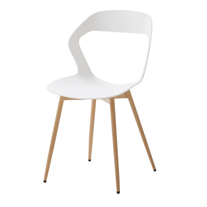 Set van 4 holle eetkamerstoelen, modern en eenvoudig, huishoudelijke kruk met rugleuning, Scandinavische onderhandelingsstoel, plastic stoel, cosmetische stoel, wit.